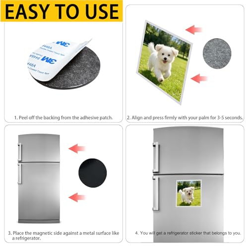 FINEZAHS 20-pack round big magnetic adhesive dots with white self-adhesive backing for crafts, whiteboards, and fridges