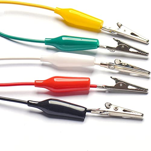 Hailege Alligator Clips Wire Alligator Test Leads Length 20.5 Inch for Circuit Connection Electronic Testing Experiments Electronics DIY Two Bundles Five Colors Pack of 20
