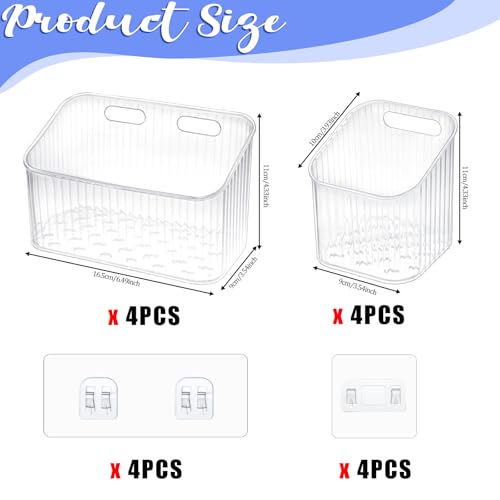 Set of 8 clear wall-mounted shower caddies, Zyghjort shower storage baskets for organizing bathroom essentials.