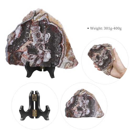 Sportmusies Natural Mexican Agate Slice with Wooden Stand, 0.71-0.93 lb 0.71 - 0.93 lb