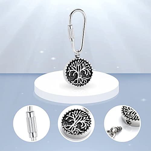 Imrsanl Cremation Jewelry Keychain for Ashes Stainless Steel Keepsake Urns Key Ring for Ashes Memorial Ash Jewelry Pendant Tree of Life