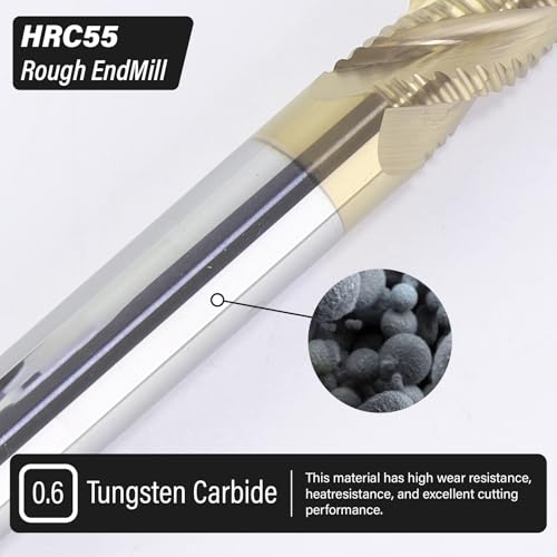 ALYICIA 1/2-inch 4-flute roughing end mill, square nose tungsten carbide milling cutter bit