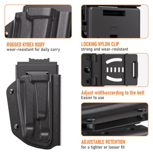 Black Kydex multitool sheath for Leatherman Wingman and Sidekick with two belt clips