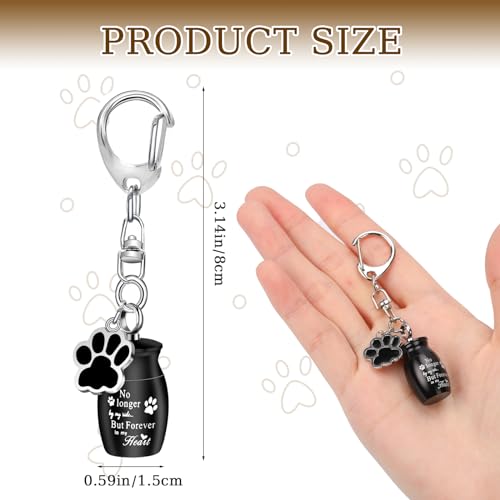 KALIONE 2 Pcs Pet Urns Keychain Dog Urns for Ashes Dogs Ashes Keepsake Stainless Steel Small Pet Urns for Dogs Cat Ashes Urns with Storage Bags Pet Cremation Jewelry Pend Paw Print Urn