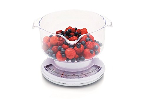 KitchenCraft Flat Mechanical Kitchen Scales with Large Bowl, 3 kg (6.5 lb) Capacity