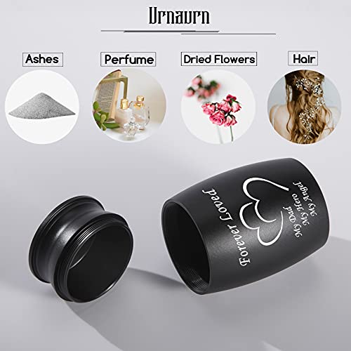 Urns for Dad Ashes, 2.8“ High Small Cremation Urns, Miniature Personal Decorative Urn, Handcrafted Beautiful Peaceful Mini Keepsake Urn, Engraved Forever Loved & Double Heart Urn for Sharing Dad keepsake