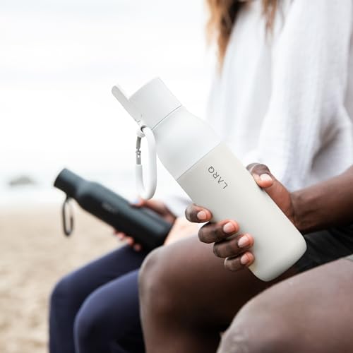 LARQ Bottle Filtered – Insulated Stainless Steel Water Bottle with Filter Straw, Removes Chlorine, PFAS Lead, BPA-Free Leak Proof Flip Top, 24h Cold for Travel Gym Office, 25 oz, Granite White 25 Ounces
