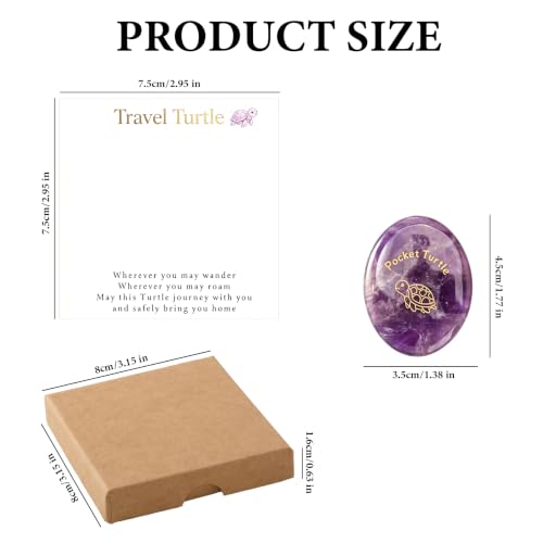 3PCS Crystal Turtle Gift, Tortoise Present with Card and Box, Purple