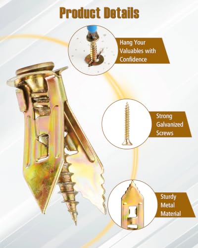 FAITIO 180-piece self-drilling drywall anchors with screws, zinc alloy metal hollow wall anchor kit