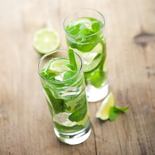 Final Touch Mojito Highball Glasses 10 oz & Wood Muddlers, 6-Piece Set Set of 4 with 2 Muddlers