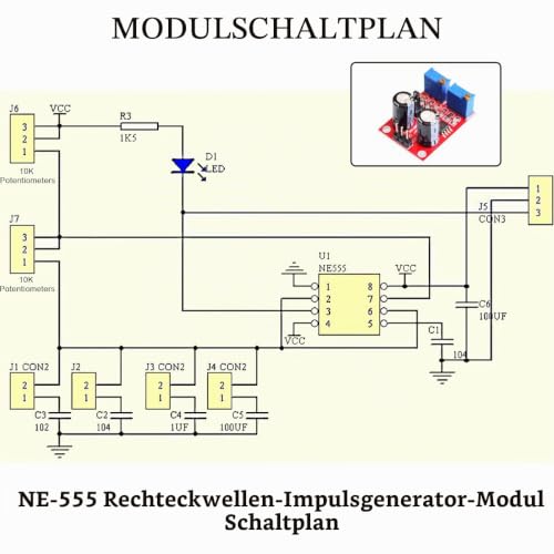 NE555 Pulse Rate Duty Cycle Adjustable Module Rectangular Rectangular Wave Signal Generator, Stepper Motor Driver Board Module NE555 Pulse Generator (Pack of 5)