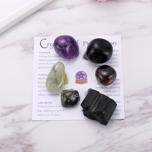 Protection Crystal Set, Crystals of Protection for Shielding Negativity and Spiritual Defense, Spiritual Gifts for Family Friend, Healing Stones for Energy Cleansing