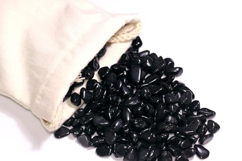 ZenQ 1 lb Crystal Chips, Tumbled Stone Chips for Crafts Black Obsidian 0.2"- 0.6"