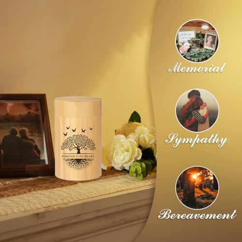 RIPFEVURN Small Urns for Human Ashes Keepsake 3 Inch Tree of Life Mini Cremation Urns for Ashes Adult Female Male Bamboo Scattering Tubes Urns for Ashes Holder for Women Men Tree of Life Pattern 2