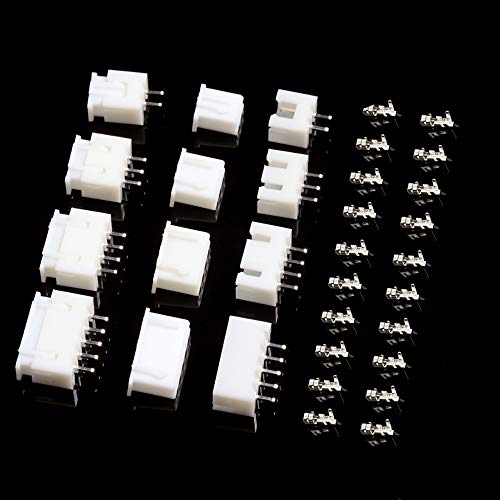 YIXISI 460 Piece JST Connector Kit, JST-XH, 2.54 mm Pitch Female Pin Header, JST Adapter Cable Plug, JST Male and Female Connector (2/3/4/5/6 Pin) White-Jst Xh