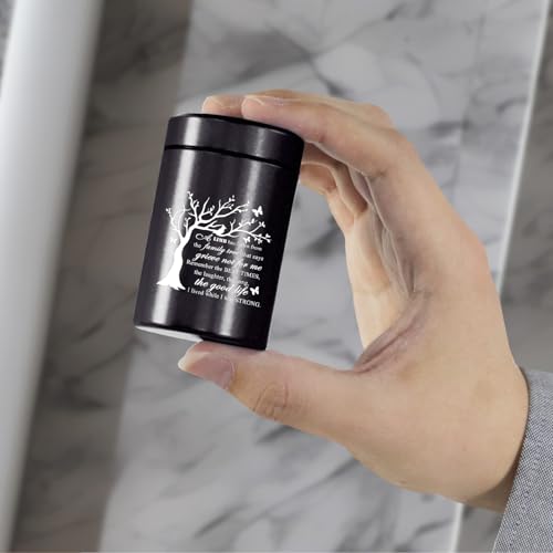 Small Mini Urns for Human Ashes Keepsake Tree of Life Sharing Urns for Female Male, Heart Cremation Jewelry Urn Necklaces for Ashes for Women Men, Black