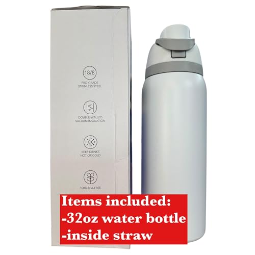 32 oz Cheer Water Bottle for Girls, Insulated Stainless Steel Sports Bottle with Flip Straw Lid, Cheerleader Tumbler, Reusable Water Bottle for Practice, School 32oz White(72)-Cheerleader(TPL1)) 32oz White(72)-Cheerleader(TPL1)
