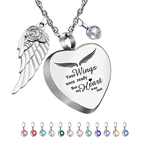 Dletay Heart Urn Necklace for Ashes with 12 Birthstones Cremation Jewelry for Ashes