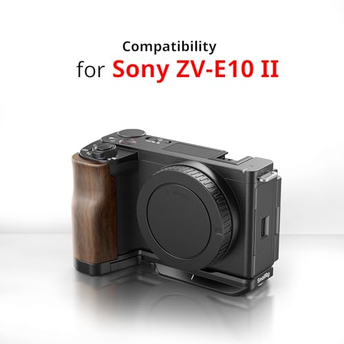 SmallRig ZV-E10 II L-Shape Plate with Wooden Handle, Handgrip for Sony ZV-E10 II, Built-in Quick Release Plate for Arca, 1/4"-20 Holes - 4864