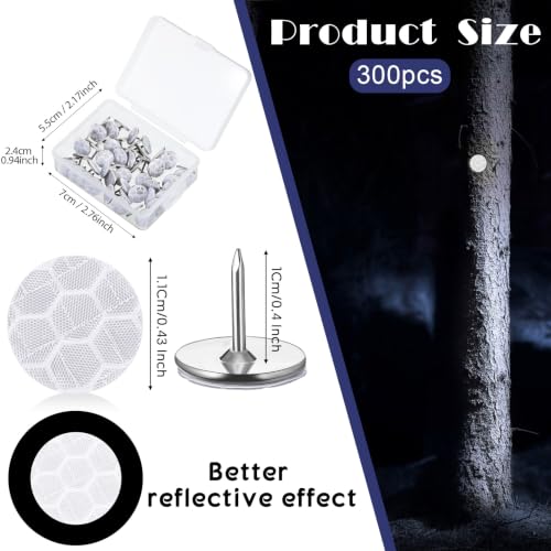 Fullhawl 300-piece silver reflective tacks for trail marking, shown in product packaging
