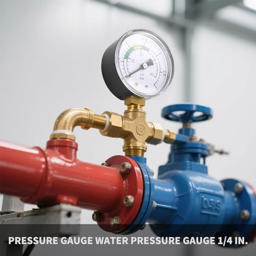 Black Pressure Gauge 1/4 Inch Pool Compressed Air 0-3 Bar/40 PSI Water Pressure Knife for Gas and Water
