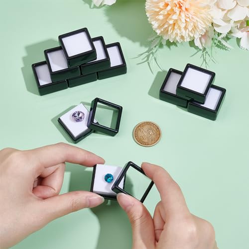 BENECREAT 70pcs Black Modern Square Gemstone Display Box, 1.2x0.63 Inch for Gemstone, Jewelry, Crystal Diamond Accessories Display