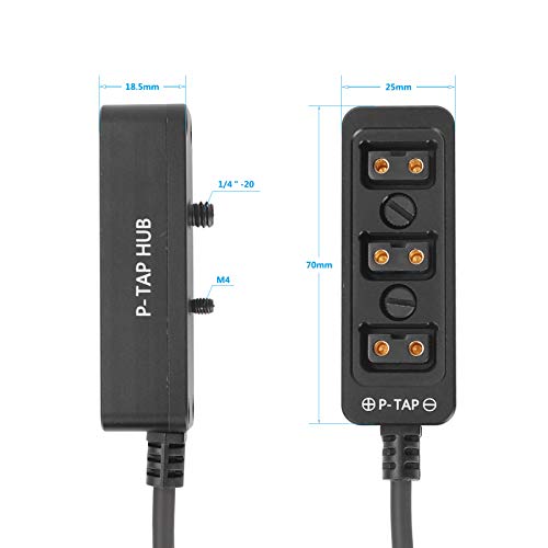 DTAP Power Splitter Triple Cable Box Hub, D-tap Male to Female 3 Port Distributor for ARRI Camera Anton Bauer Battery Ronin 2 1/4" Mount (Coiled, Black) 80cm Coiled