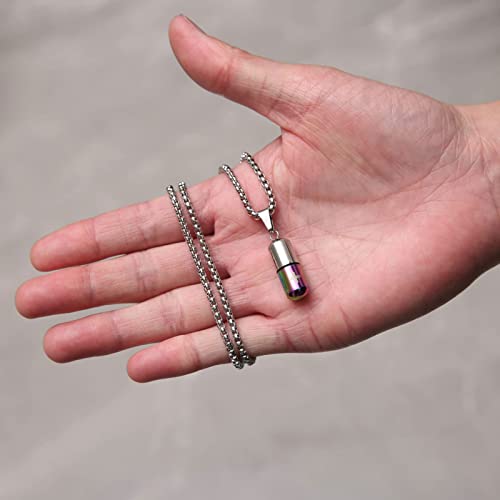 Urn Necklace for Ashes,Keepsake Cremation Jewelry for Human,Capsule Pill Necklace for Ashes Pink