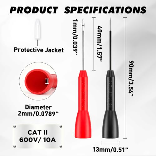 SWANLAKE GARDEN TOOLS 4-piece 2mm multimeter needle test probes with stainless steel insulation-piercing tips
