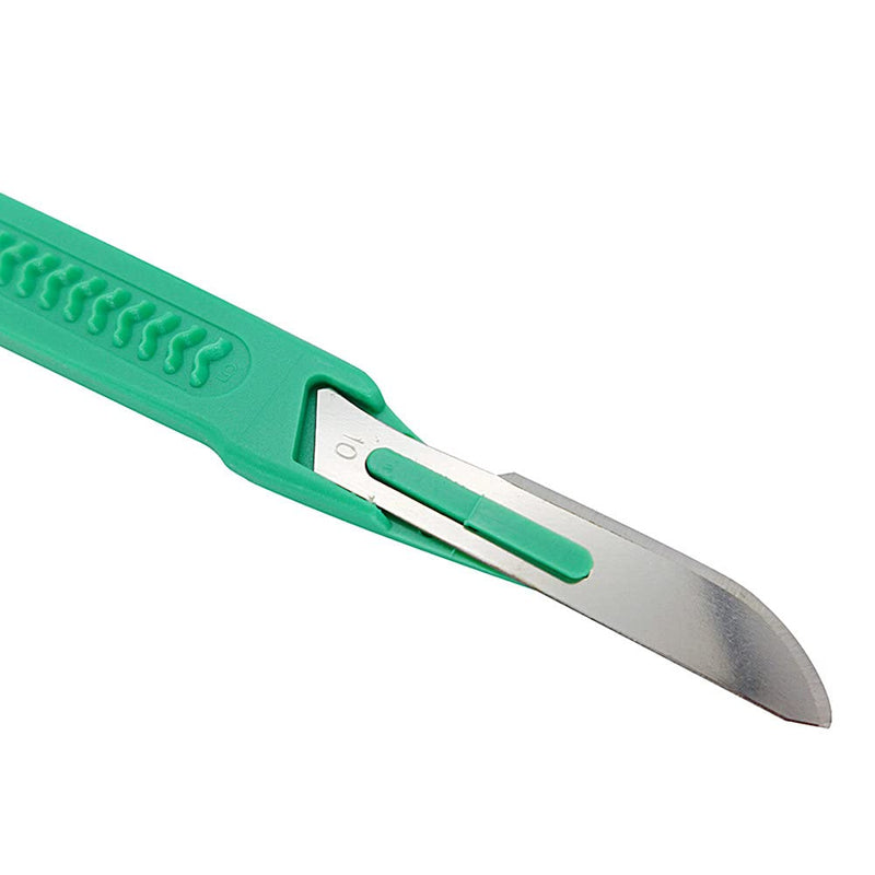Sterile Scalpel Knife Sterile Disposable Scalpel No.10 Stainless Steel Handle with Graduated Plastic Scale 10 Individually Packed Scalpels Nr. 10