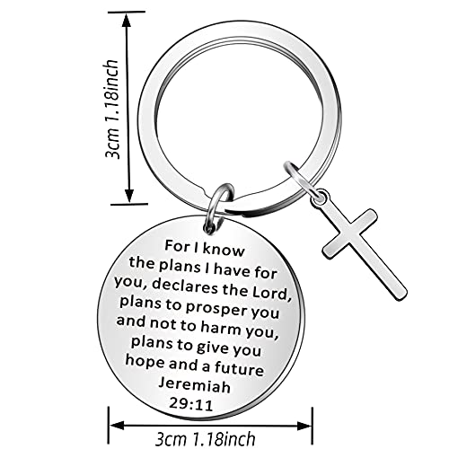 WTOPP Christian Cross Keyring Holy Bible Keyring Inspirational Bible Verse Gifts Religious Gifts-Jeremiah 29：11