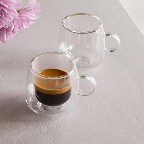 Villeroy & Boch Artesano Hot & Cold Beverages Espresso Glass, Set of 2 Demitasse, Double-Walled Petite Glasses for Cold & Hot Beverages, 2 oz, Borosilicate Glass, Dishwasher and Microwave-Safe