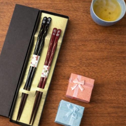 Japanese Chopsticks Set of 2 Pairs [Made in Japan] - Metallic Foil Finish Lacquered Wooden Chopsticks 2prs (Imperial Sakura 2prs) Imperial Sakura 2prs