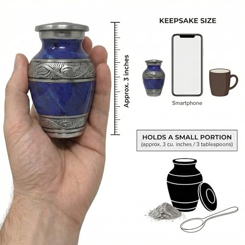 Keepsake for Human Ashes Adult, Burial Urns, Decorative Urn, Funeral Urns, Cremation Urn, Marble Finish with Box, Memorial Container for Adult, Infant & Pet Remains (Cosmic Blue, Keepsake) Cosmic Blue