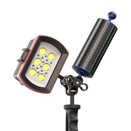Carbon Fiber Underwater Float Arm with Dual Ball Mounts for Photography and Video, Compatible with Diving Trays, Video Lights, Strobes (Blue, 60mm8') 60mm8' blue