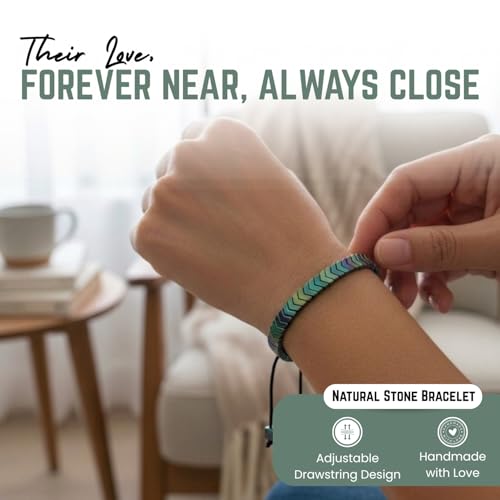 Hematite Bracelet for Men & Women - Arrow Shaped Natural Healing Stone Bracelet for Grounding, Focus & Positive Energy, (8.3"-11.3") Adjustable Stretch Cord Design & Comes with a Message Gift Card