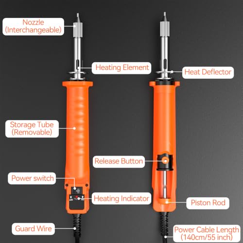 Preciva Desoldering Pump Solder Extractor Kit with 4 Desoldering Nozzles (1.0mm x 2+1.2mm x 2)