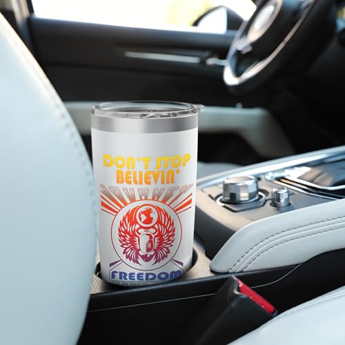 Journey Official Don't Stop Believin' Stainless Steel Insulated Tumbler White 20 Ounces