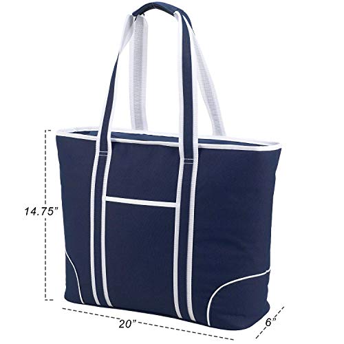 Picnic at Ascot Extra Large Insulated Cooler Bag - 30 Can Tote- Designed & Quality Approved in USA Navy