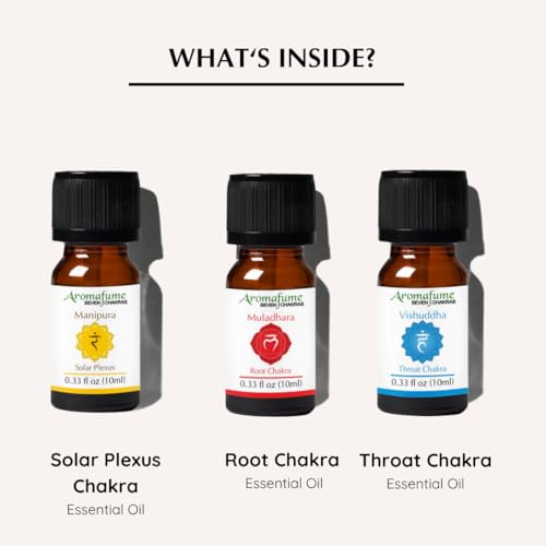 Solar Plexus, Root & Throat Chakra Essential Oil Diffuser Blends, Aromafume Solar Plexus, Root Chakra, Throat Chakra 0.34 Fl Oz (Pack of 3)