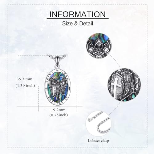ONEFINITY Saint Michael Necklace for Men Women 925 Sterling St Michael Pendant Necklace Religious Amulets Jewellery Gifts for Men Father