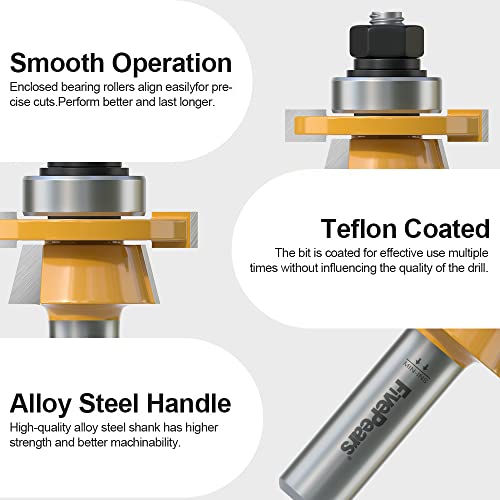 Fivepears Shaker Rail and Stile Router Bits Set 1/2 Inch Shank, 3/8 Inch Cutting Depth, Up to 7/8 Inch Stock, Shaker Style Router Bit for Making Kitchen Cabinet Door Wood Flooring Raise Panel. Shaker - Up to 7/8" Stock - 1/2" Shank