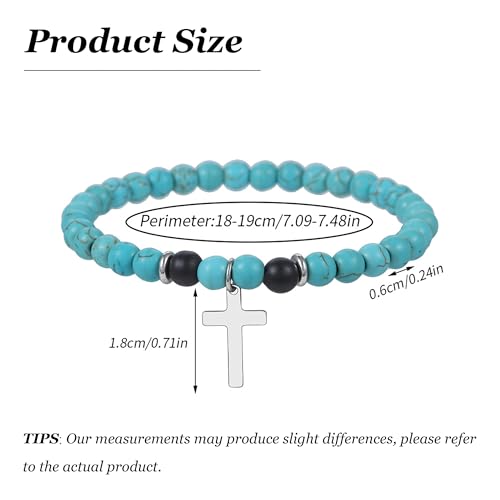 YANCHUN Cross Beaded Bracelet for Men Christian Gift Mens Cross Charm Bracelets Adjustable Jesus Faith Religious Easter Catholic Communion Baptism Christmas Jewelry Gift for Men A1
