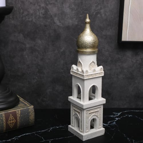 Islamic Cultural Decor Collection - Handcrafted Resin Mosque Models & Tower Ornaments for Home/Office Display Ramadan Decoration (Tower 1) tower 1