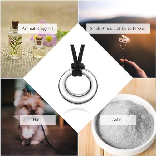AllerPierce Urn Necklaces for Ashes Stainless Steel Memorial Urns Pendant Necklaces Circle of Life Eternity Cremation Ashes Jewelry Keepsake for Men Women Silver - Unengraved
