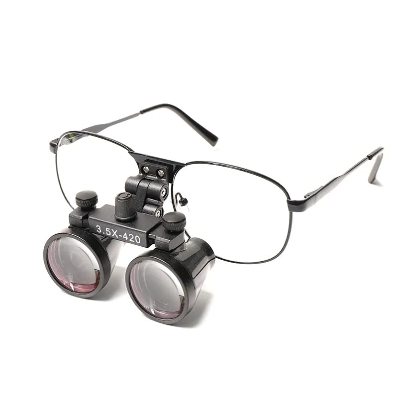 [Australia - AusPower] - 2.5X 3.5X Binocular Dental Loupes Surgical Magnifier Dentist Loupe Metal Eyeglasses Depth View (3.5x-420), Black 3.5x-420 
