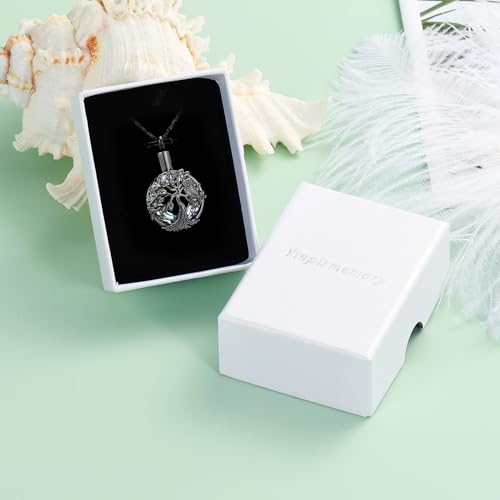 Yinplsmemory Owl Cremation Jewelry Urn Ashes Necklace for Women Black-purple