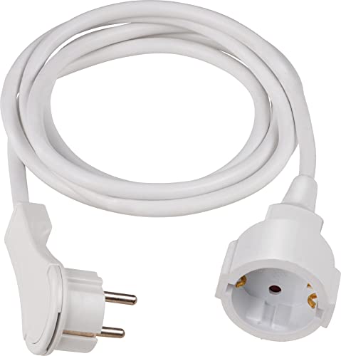 as - Schwabe Extension Lead with Flat Connector | Extension cable with earthing contact plug & earthing contact coupling - for indoor use - extremely flat - 230V, 16A - IP20 Single socket 2 m White