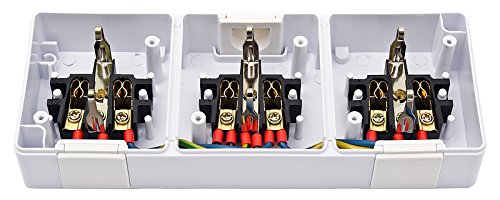 3-way surface-mounted socket IP44 16A/250V Schuko surface-mounted for damp rooms socket grey