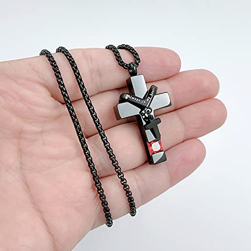 Birthstone Cross Urn Necklaces for Ashes Cremation Jewellery Urns for Human Ashes Memorial Urn Keepsake Pendant July